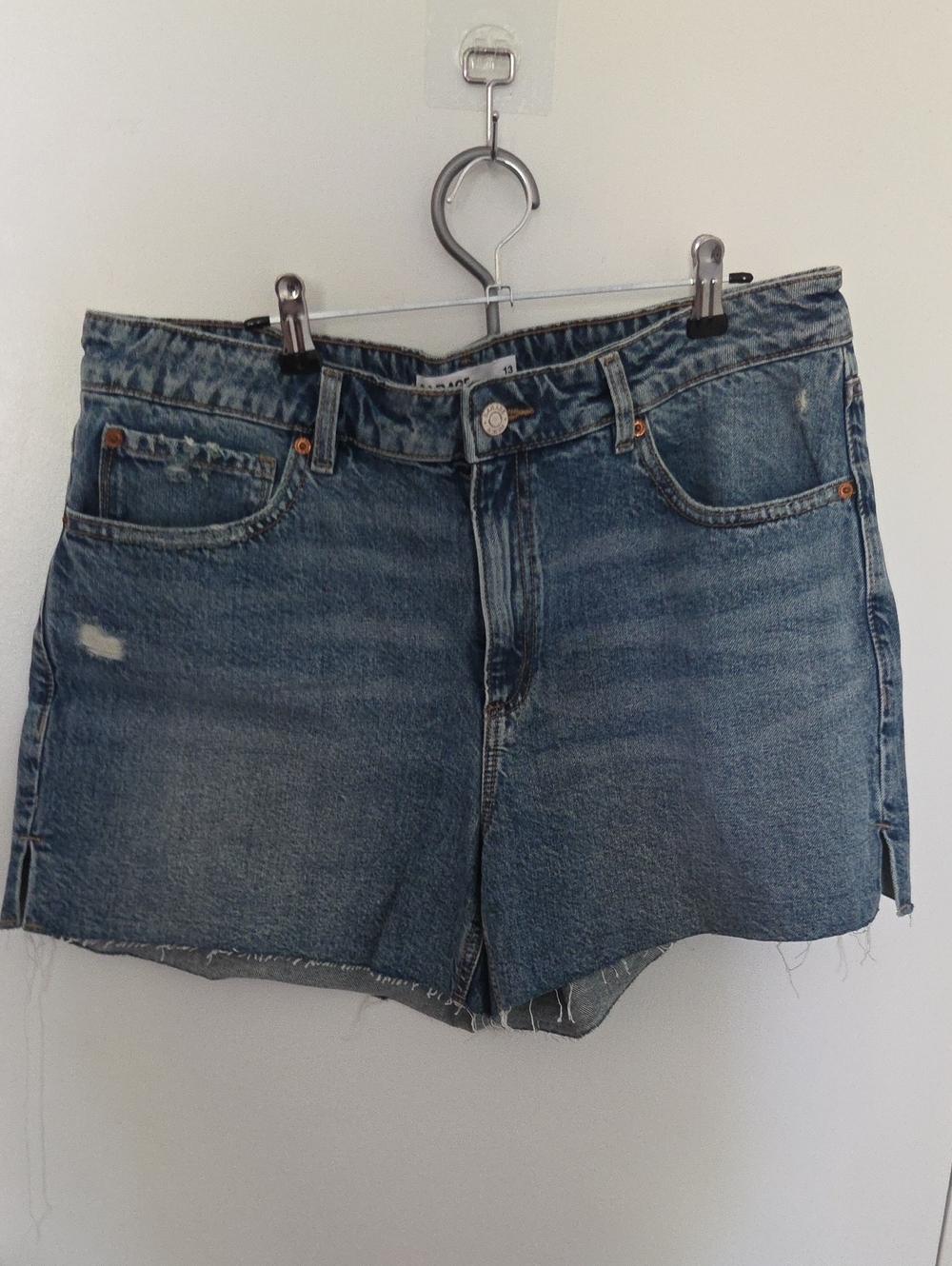 Garage Distressed Blue Denim Jean Shorts